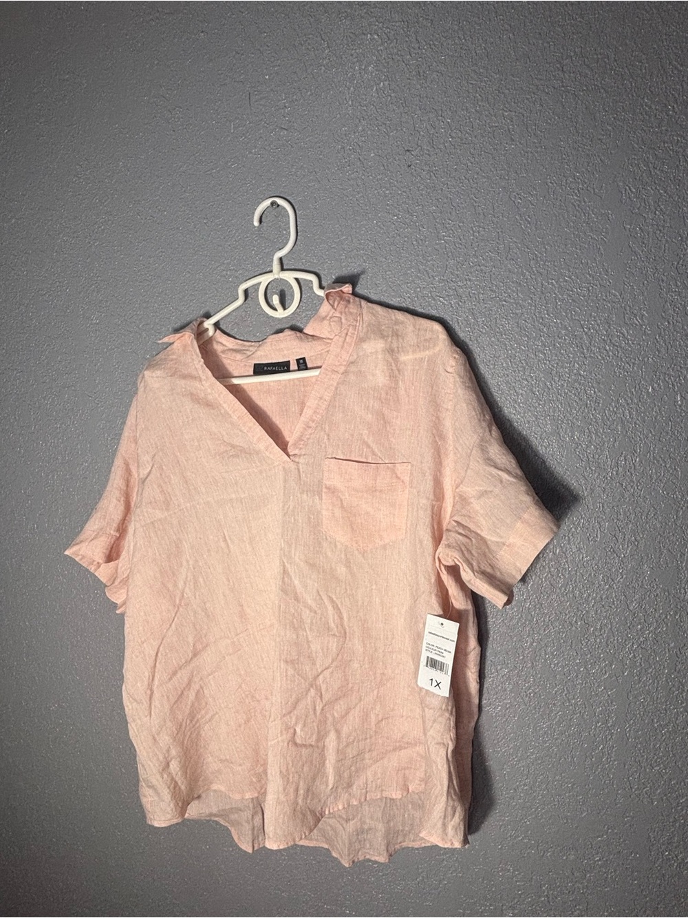 A New Day Pink Linen-Blend V-Neck Short Sleeve Top